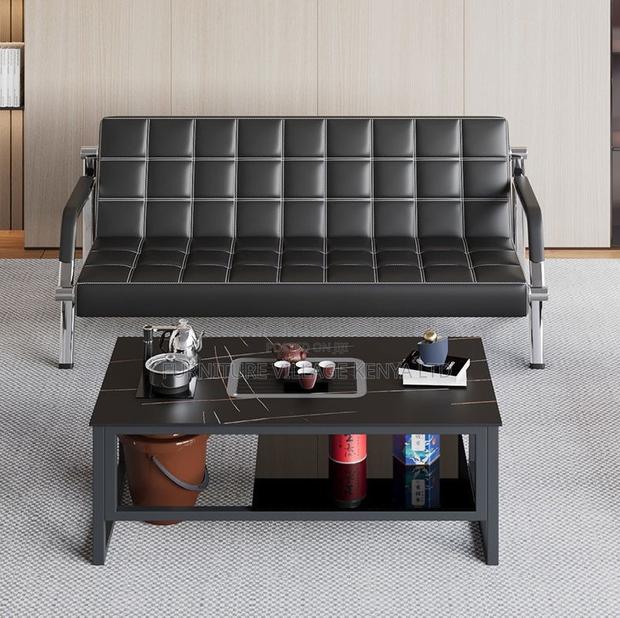 Black Leather 3+1+1 Office Sofa - thumbnail 4