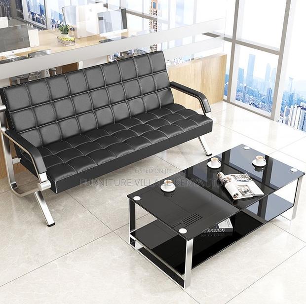 Black Leather 3+1+1 Office Sofa - thumbnail 9