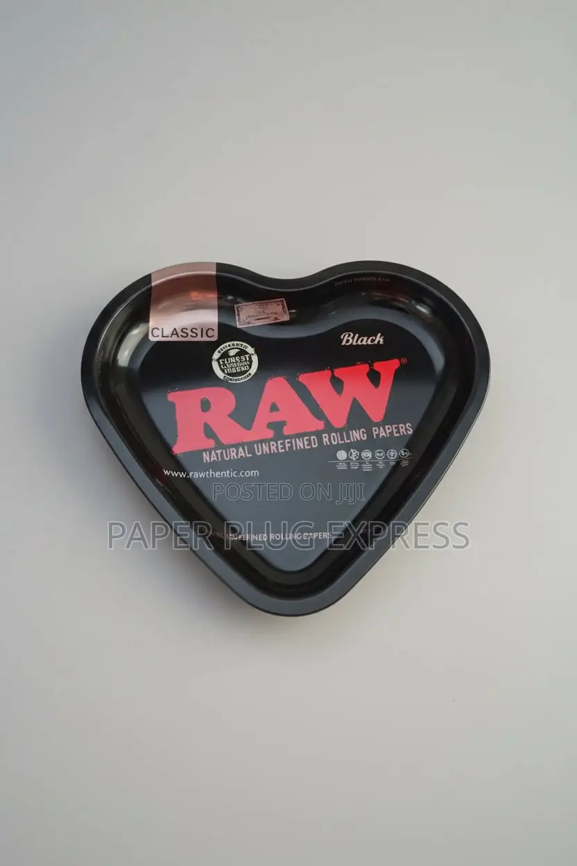 Raw Metallic Heart Shape Rolling Tray - Black