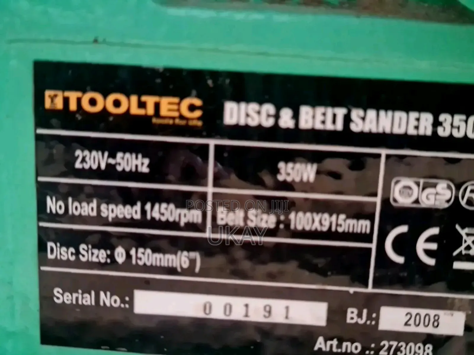 Uk Tooltec Bench Belt and Disc Sander.