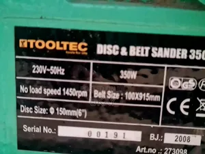Uk Tooltec Bench Belt and Disc Sander.