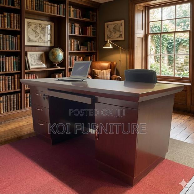 Office Desk; 1200mm Mahogany Modern Office Desk - thumbnail 5