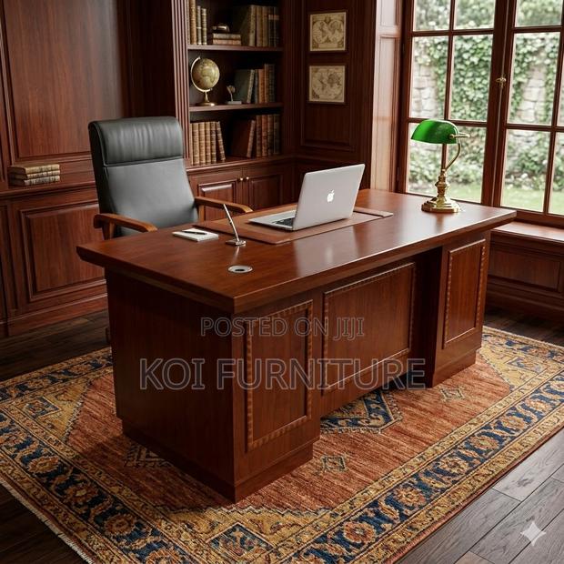 Office Desk; 1200mm Mahogany Modern Office Desk - thumbnail 4