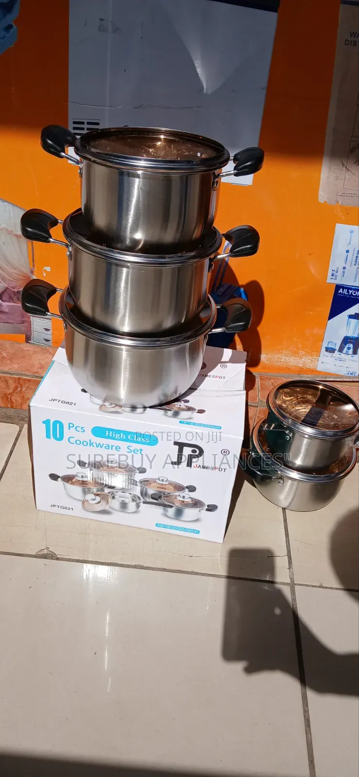 Jp 10pcs Stainless Steel Cookware Set With Glass Lids
