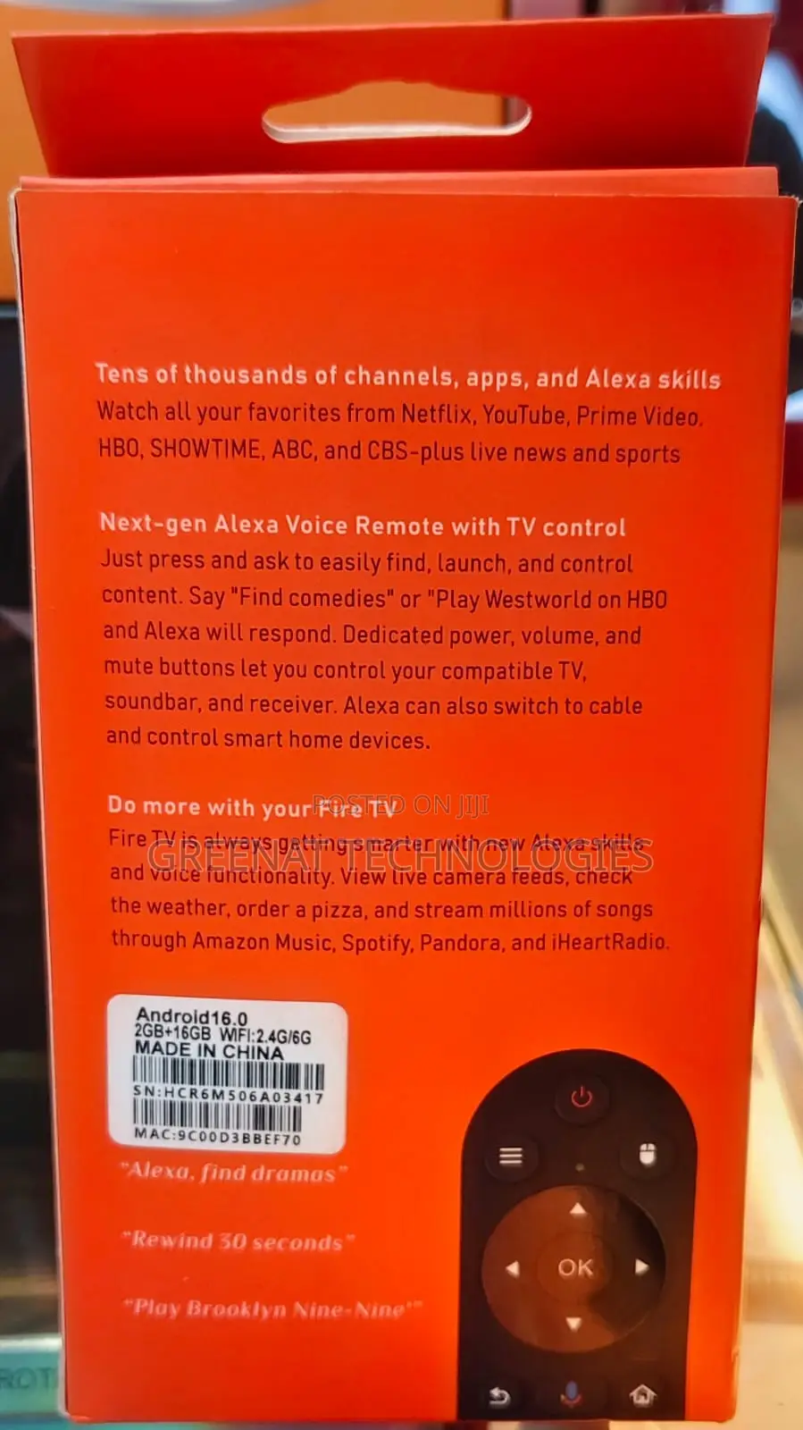 Amazon Fire Tv Stick Alexa Voice Remote 2g 16gb Wifi 6 Android 16.0
