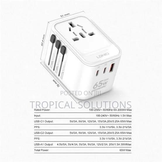 Ldnio Gan 65w Universal Adapter All in One 65w - thumbnail 2