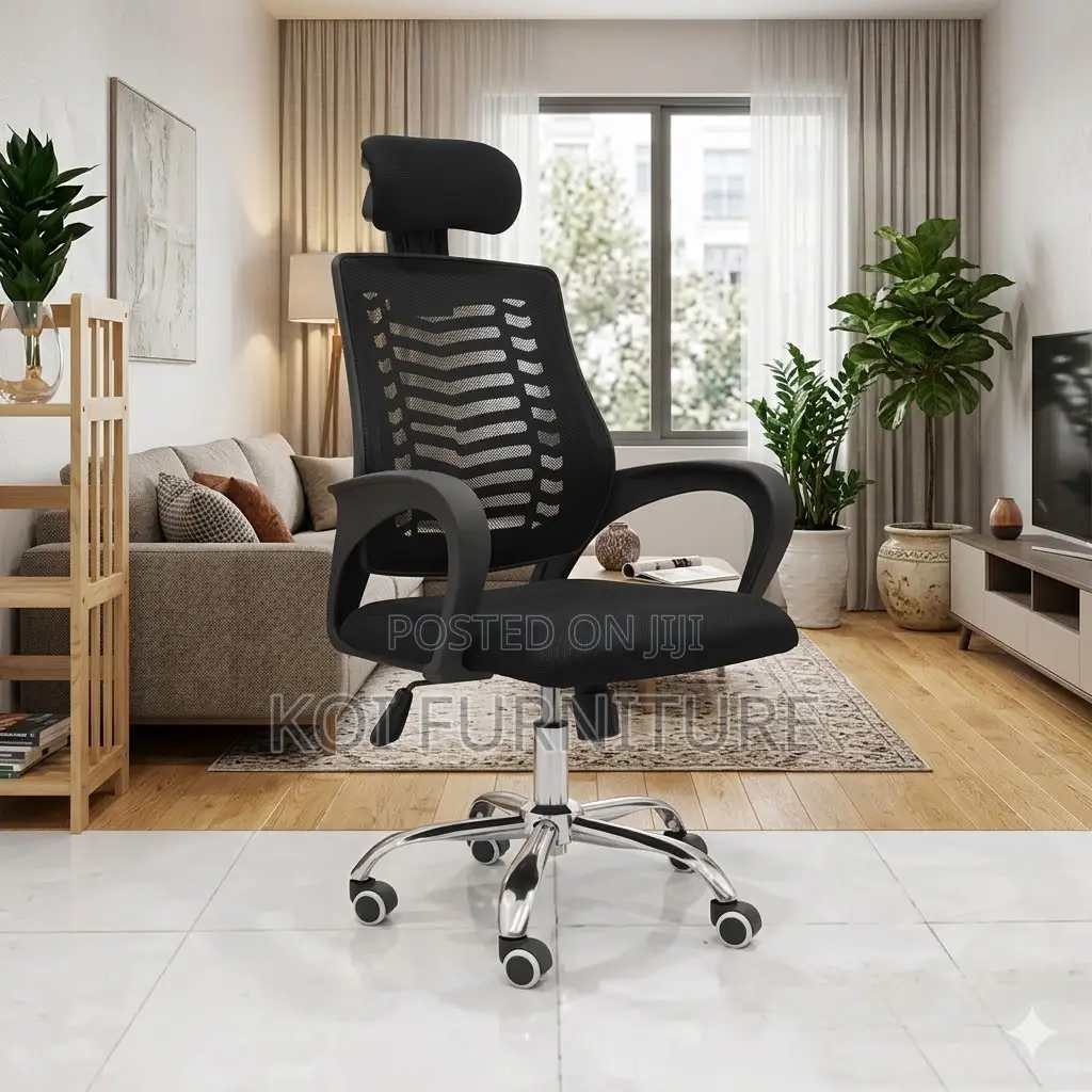 Office Chairs; Black Ergonomic Fabric Office Chair