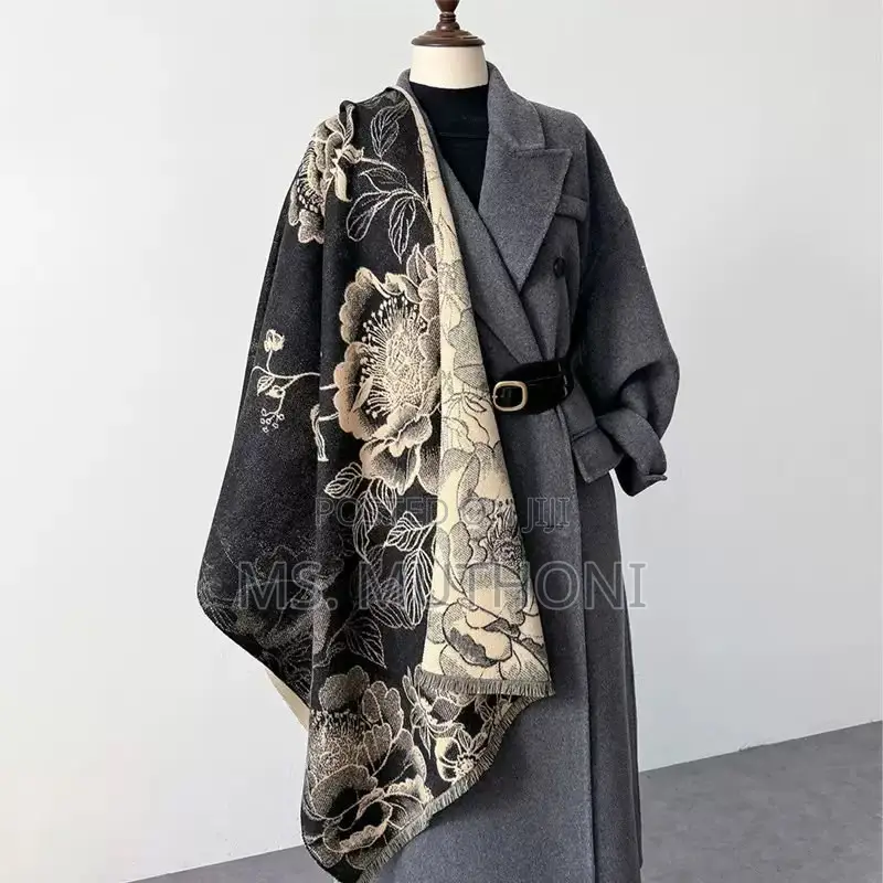 Vintage-Inspired for Lotus Print Cashmere Scarf -