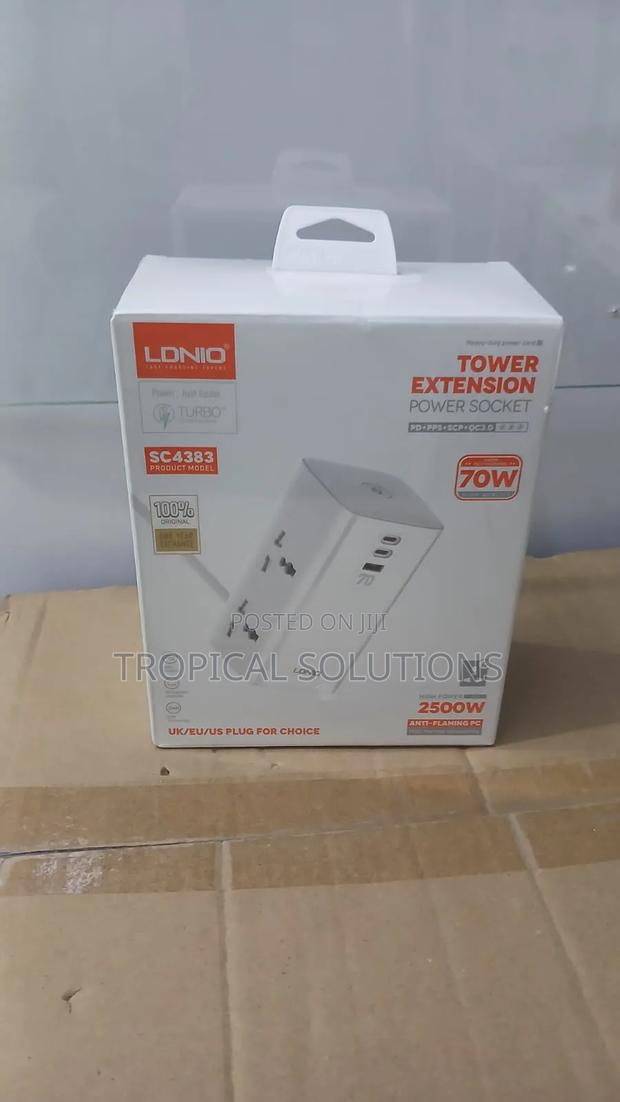 Ldnio Tower Extension Power Socket 4 Way + 2 Usbc + 1usb-a Extension