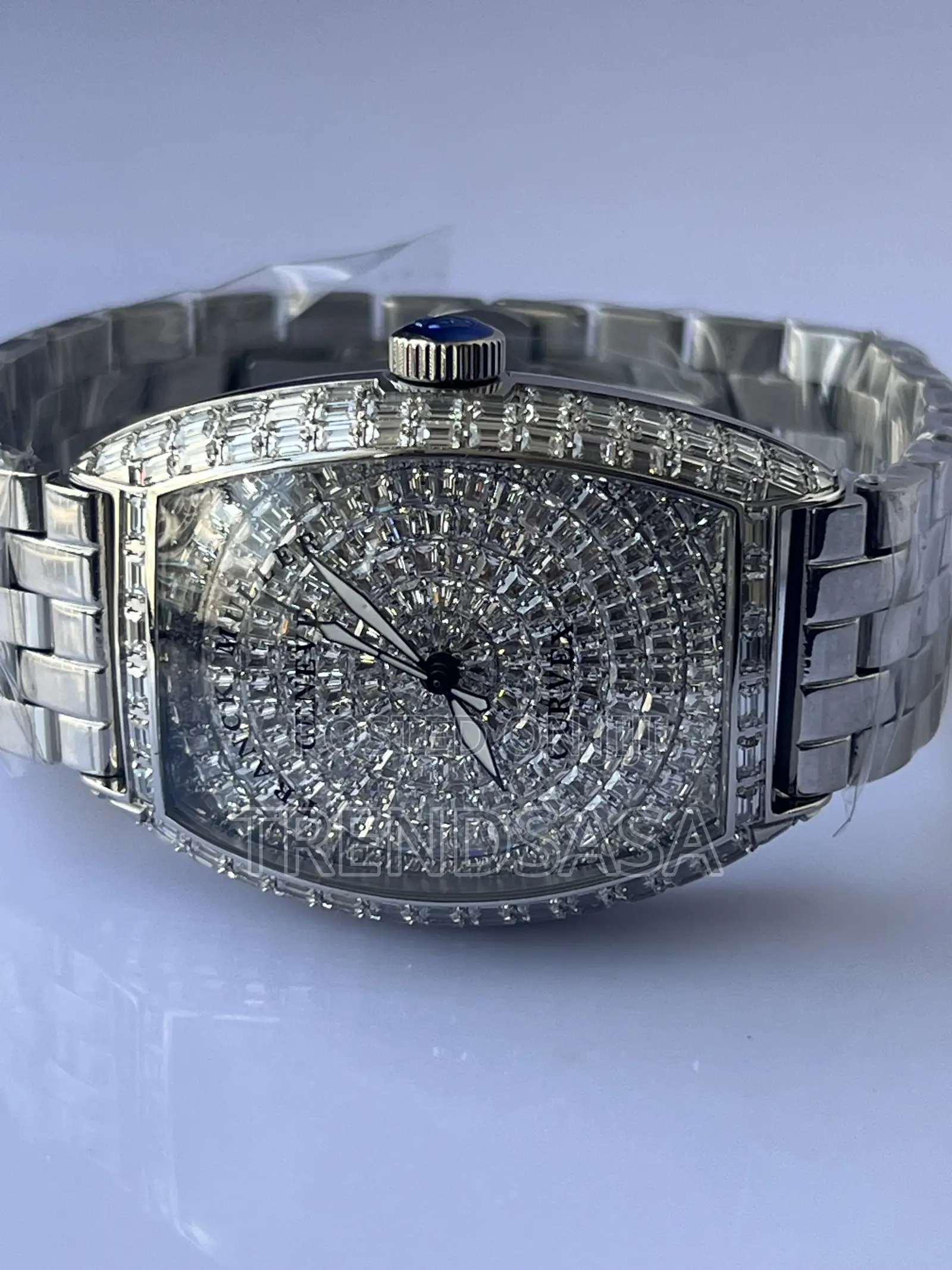 Franck Muller Centre Curvex Fully Iced Out With Baguette Cut Diamonds