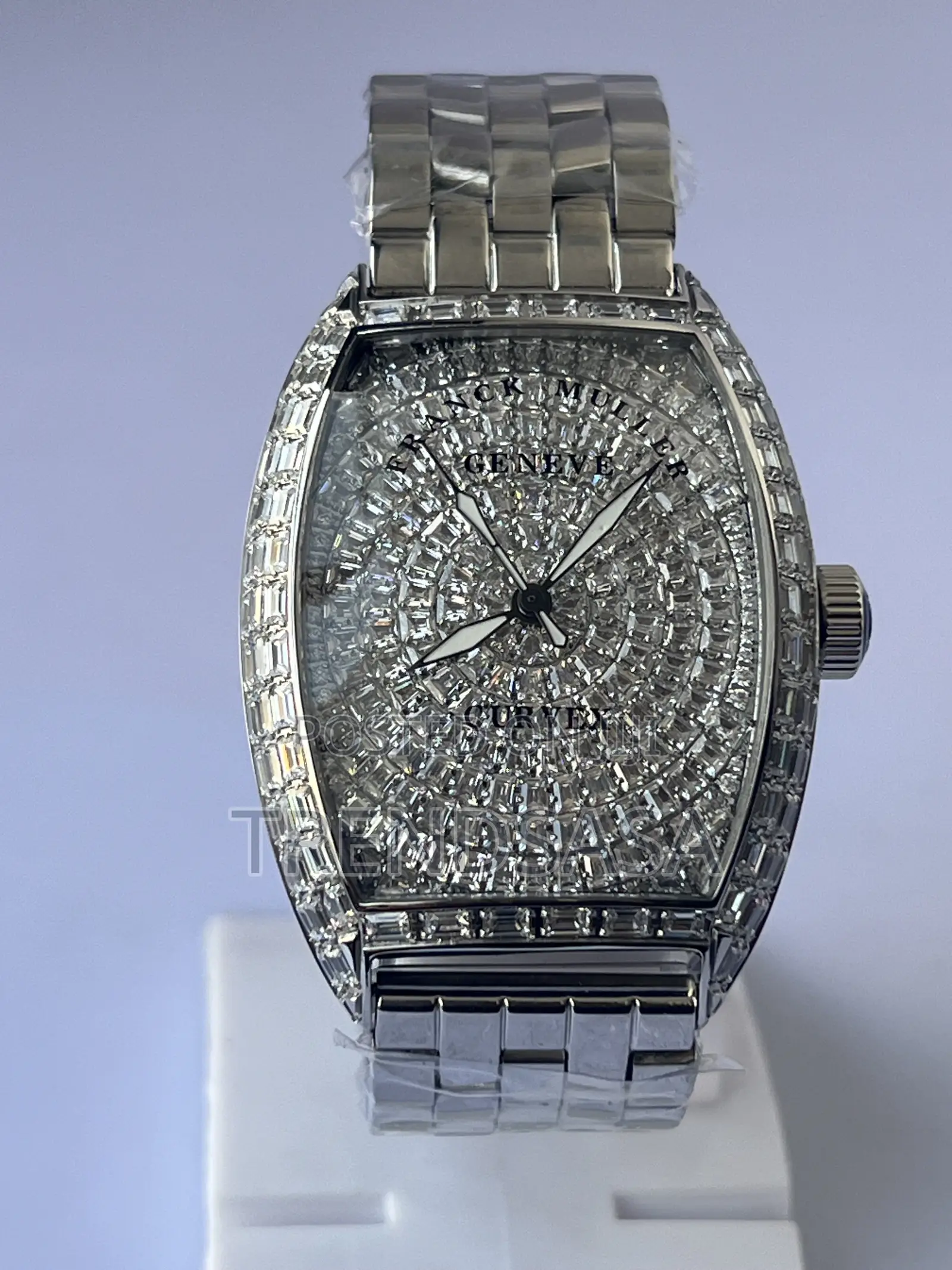 Franck Muller Centre Curvex Fully Iced Out With Baguette Cut Diamonds
