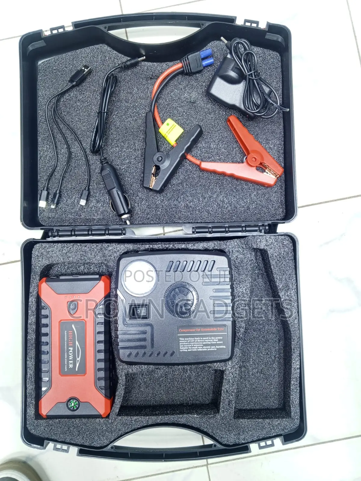 Portable Car Jump Starter With Air Compressor and Power Bank