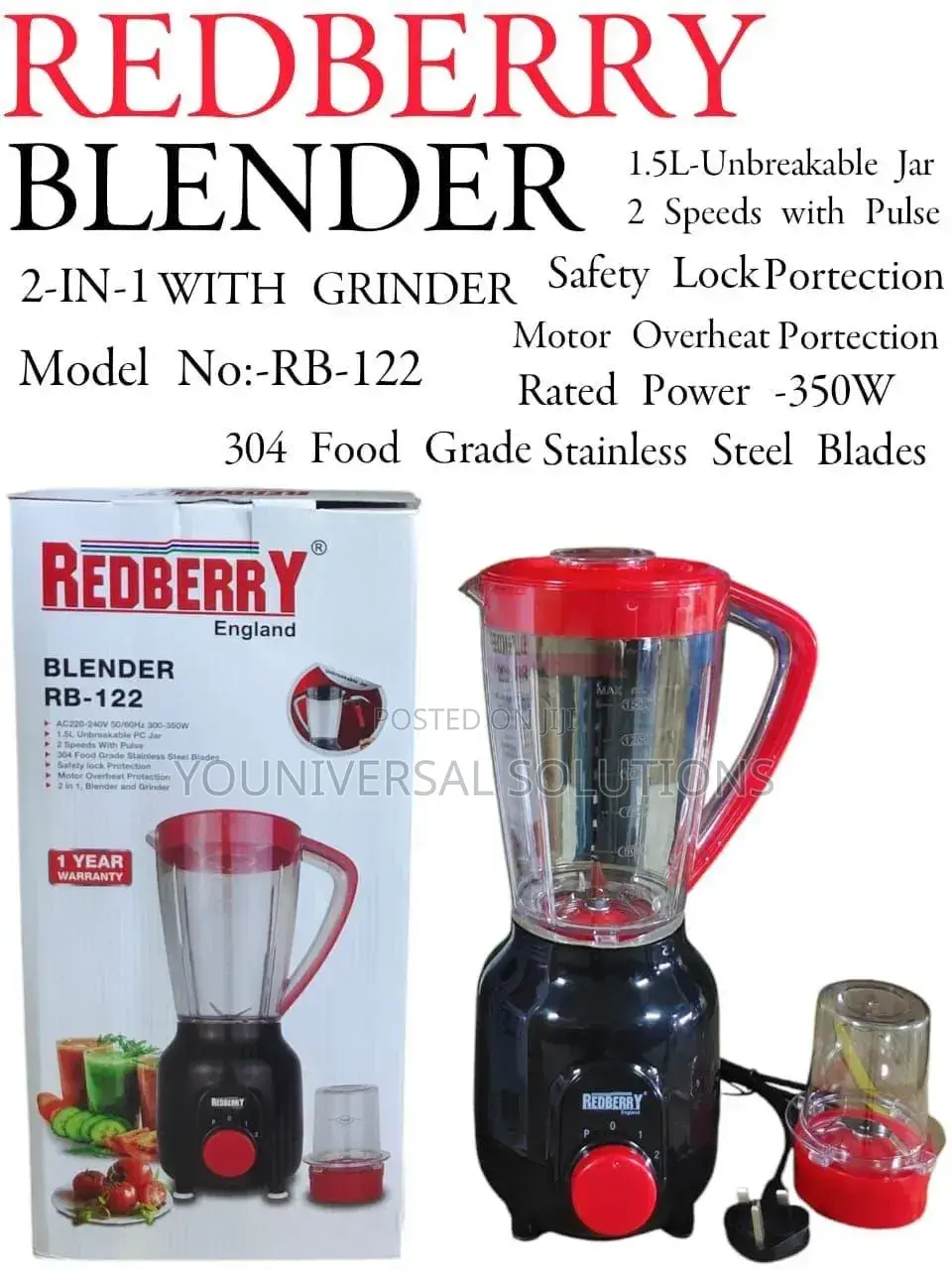 Redberry Premium Range of Blender 2 in 1 Rb22
