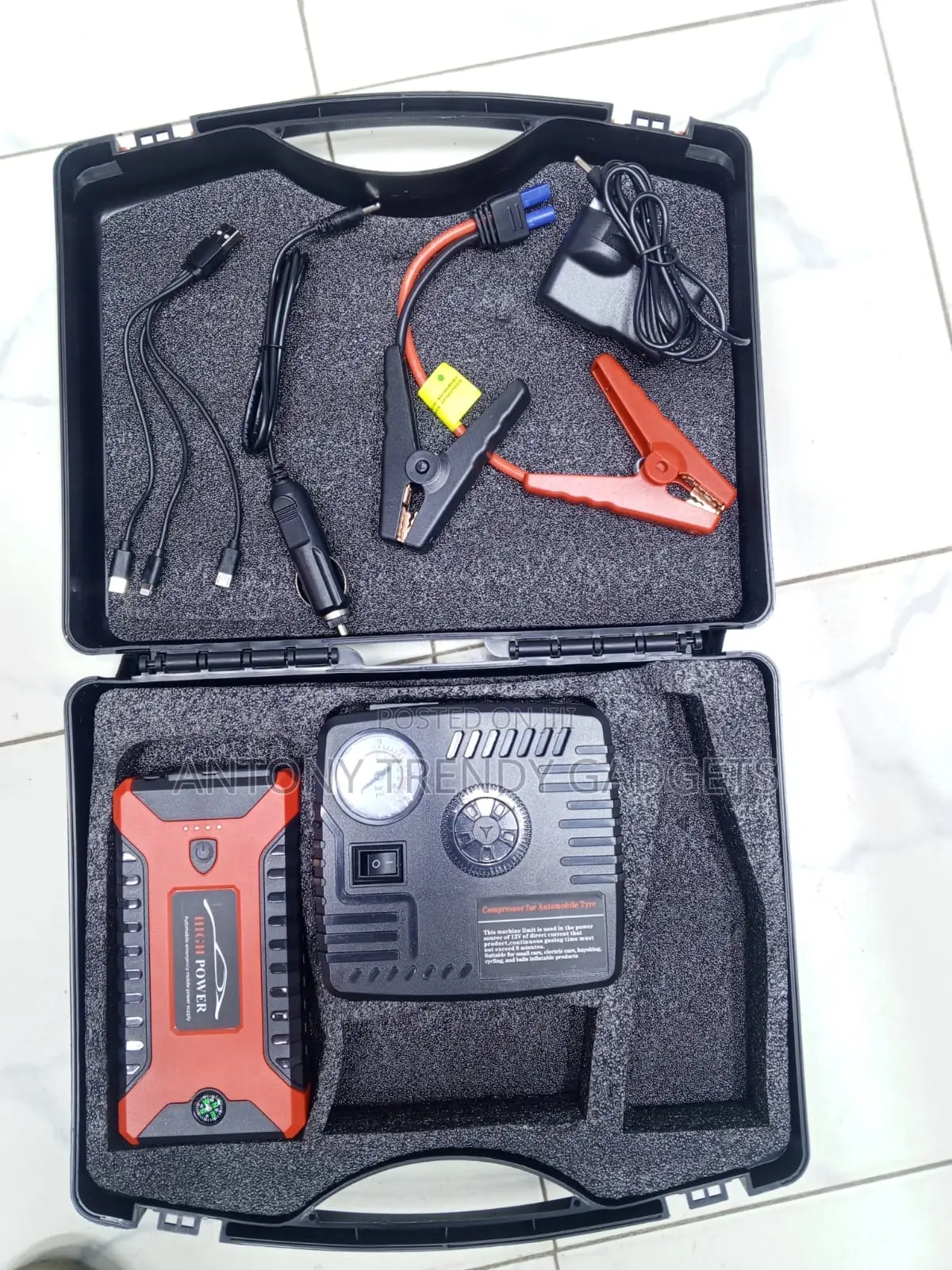 12v Emergency Jump Starter Kit With Tire Inflator Pump
