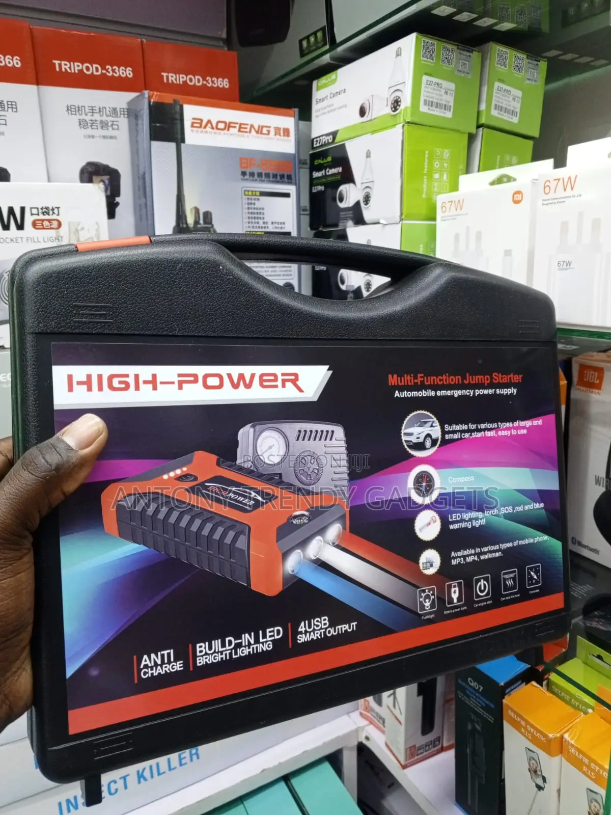 Portable Vehicle Jump Starter Kit With Carrying Case