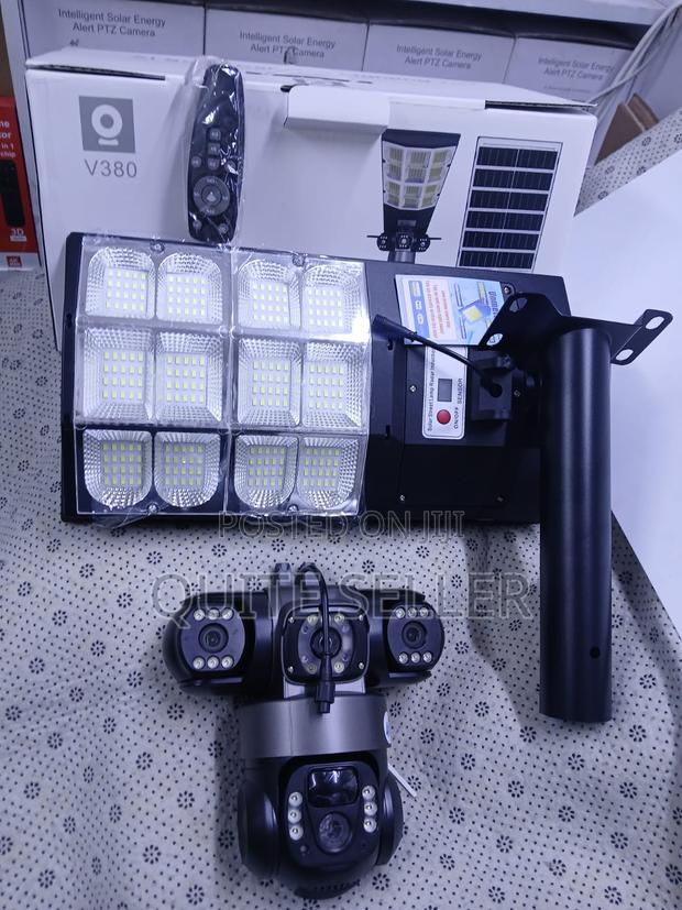 Ai Solar Floodlight CCTV 3-Lens V380 App Control 4g Survellince Outdoo