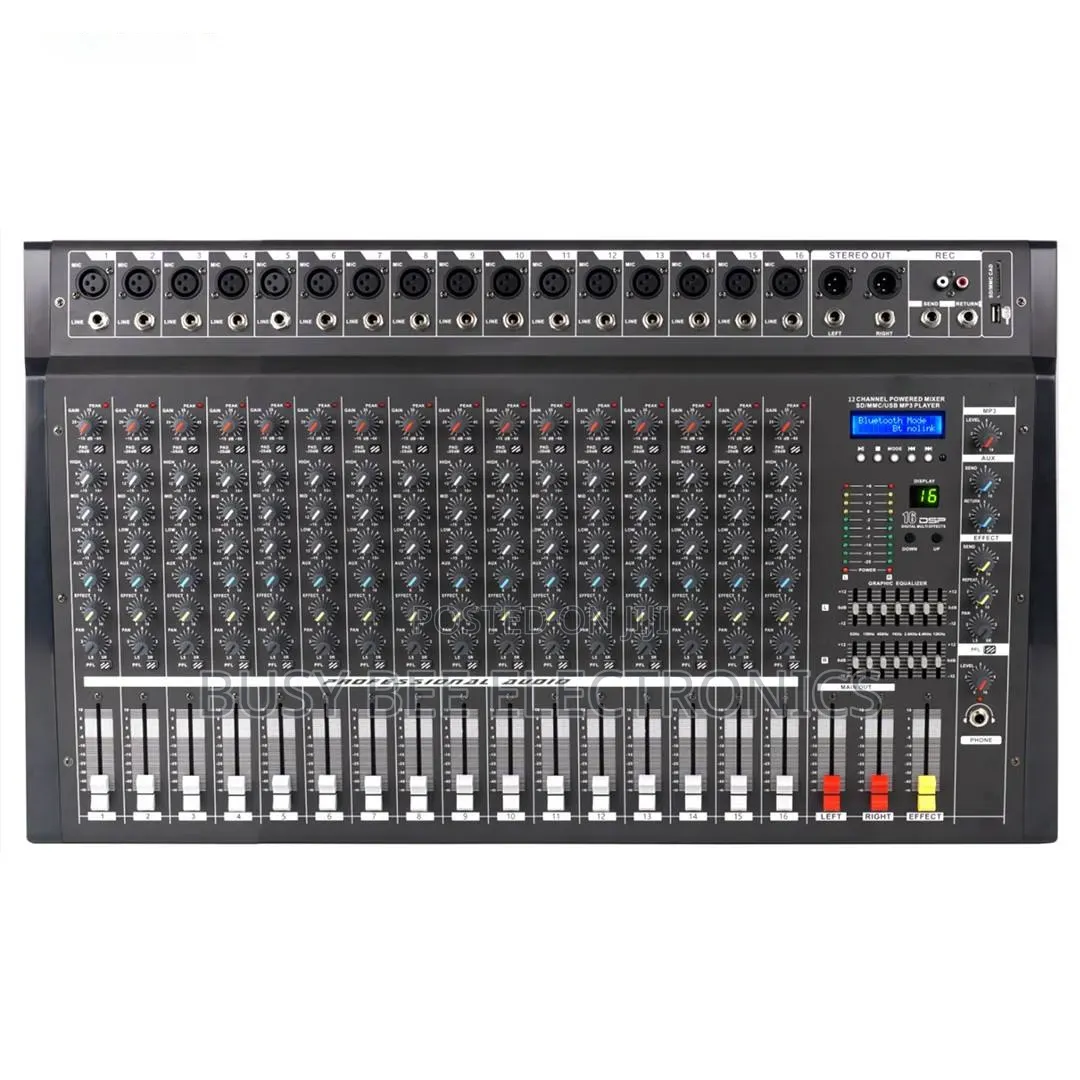 16 Channel Professional Audio Mixer With Power Amplifier