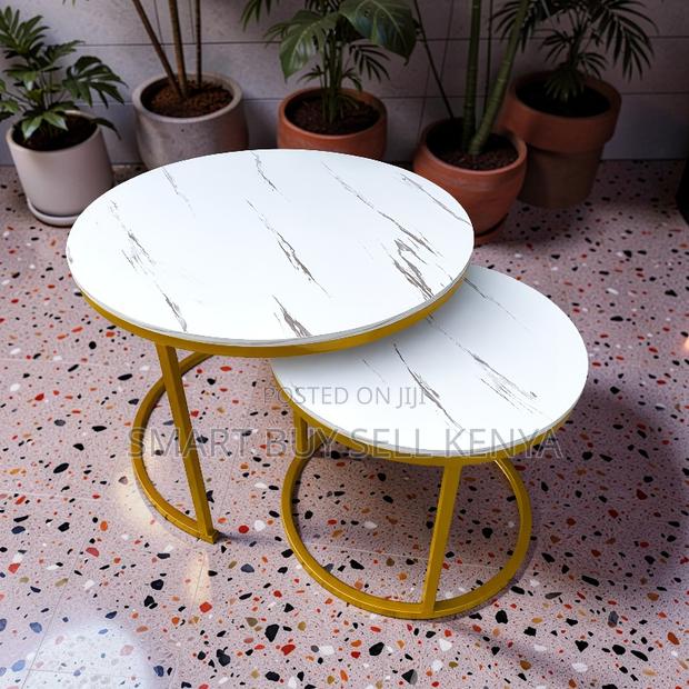 Durable Build Marble Nesting Coffee Table Set With Gold Metal Frame