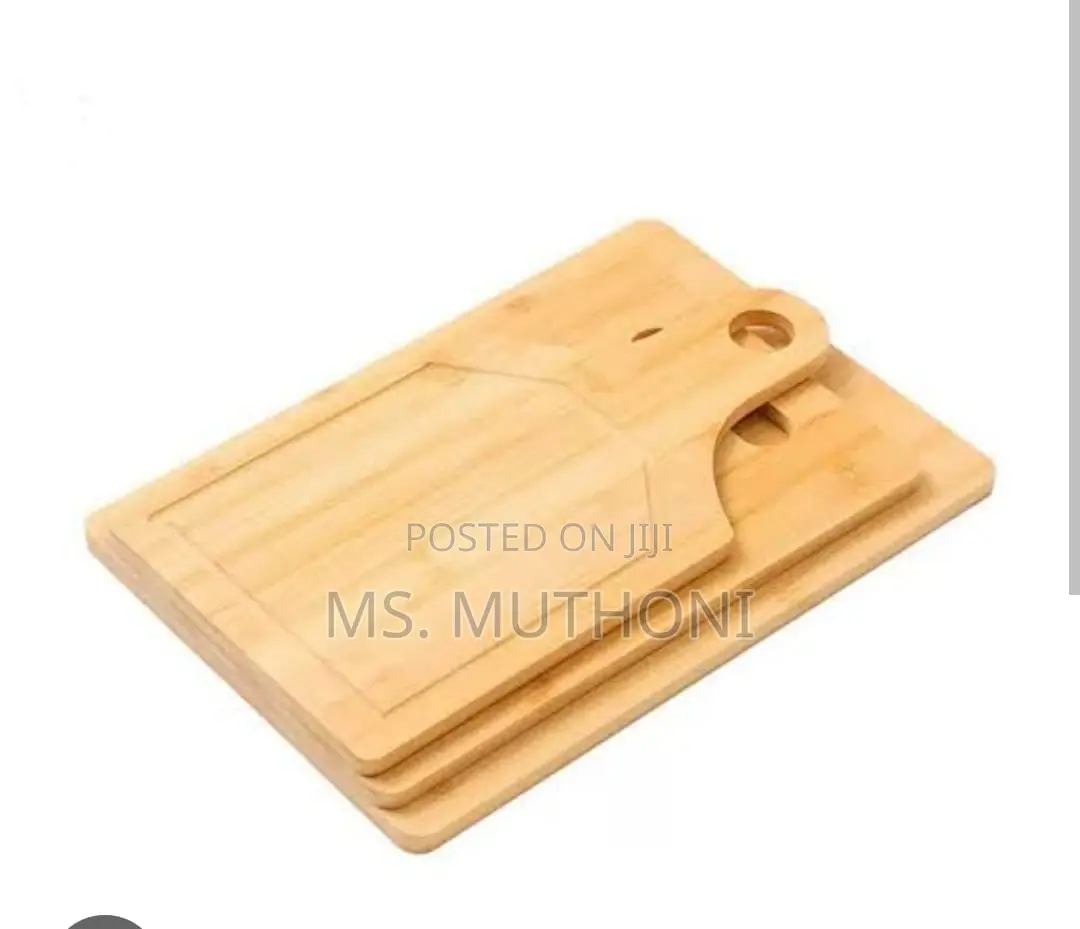A Set of 3 Wooden Bamboo Cutting Boards