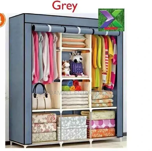 3 Column Metallic Wardrobe 3 Column Colour Grey