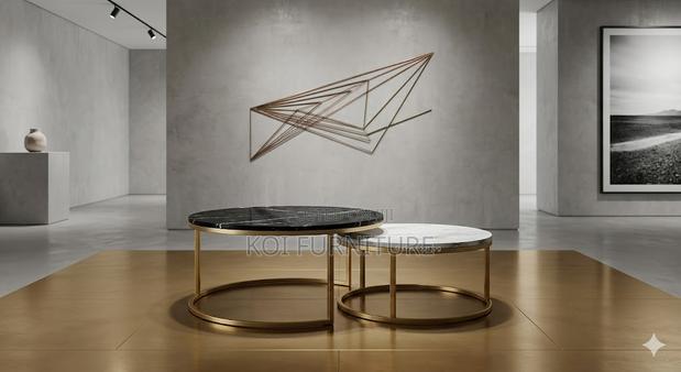 Coffee Table; Round Dual Marble Office Meeting Coffee Table - thumbnail 2