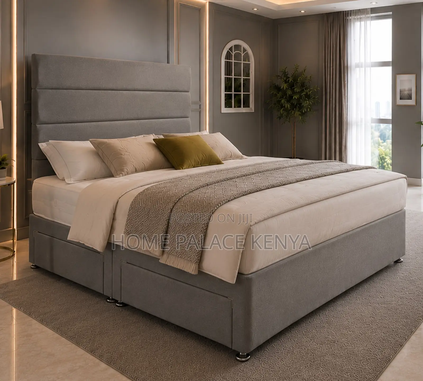 King Size Bed: Fabric Bed Frame With Storage