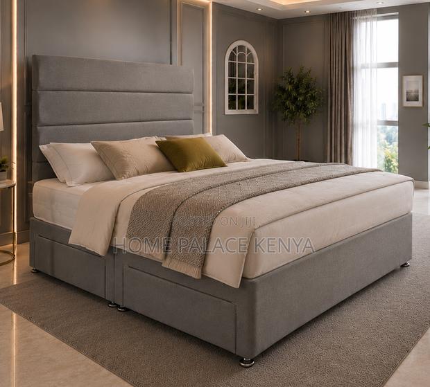 King Size Bed: Fabric Bed Frame With Storage - thumbnail 7