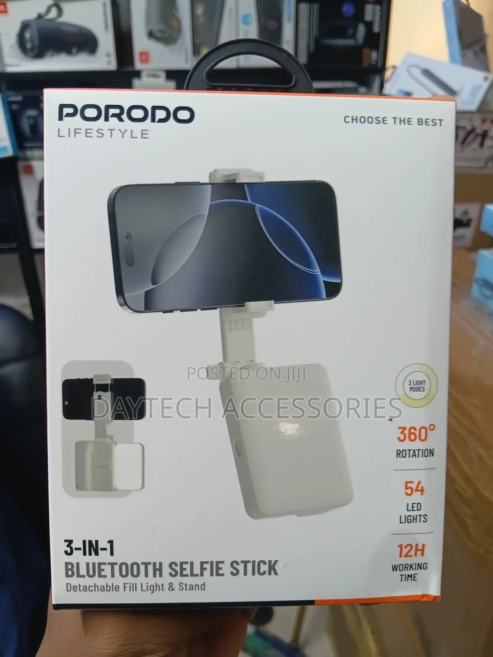 This Is a Porodo Lifestyle 3-in-1 Bluetooth Selfie Stick