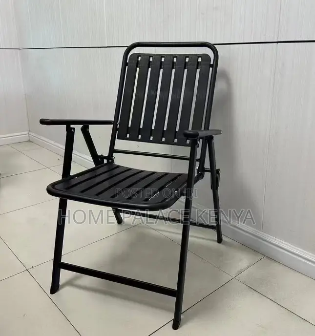 Outdoor Chair: Matte Black Heavy Duty Foldable Chair