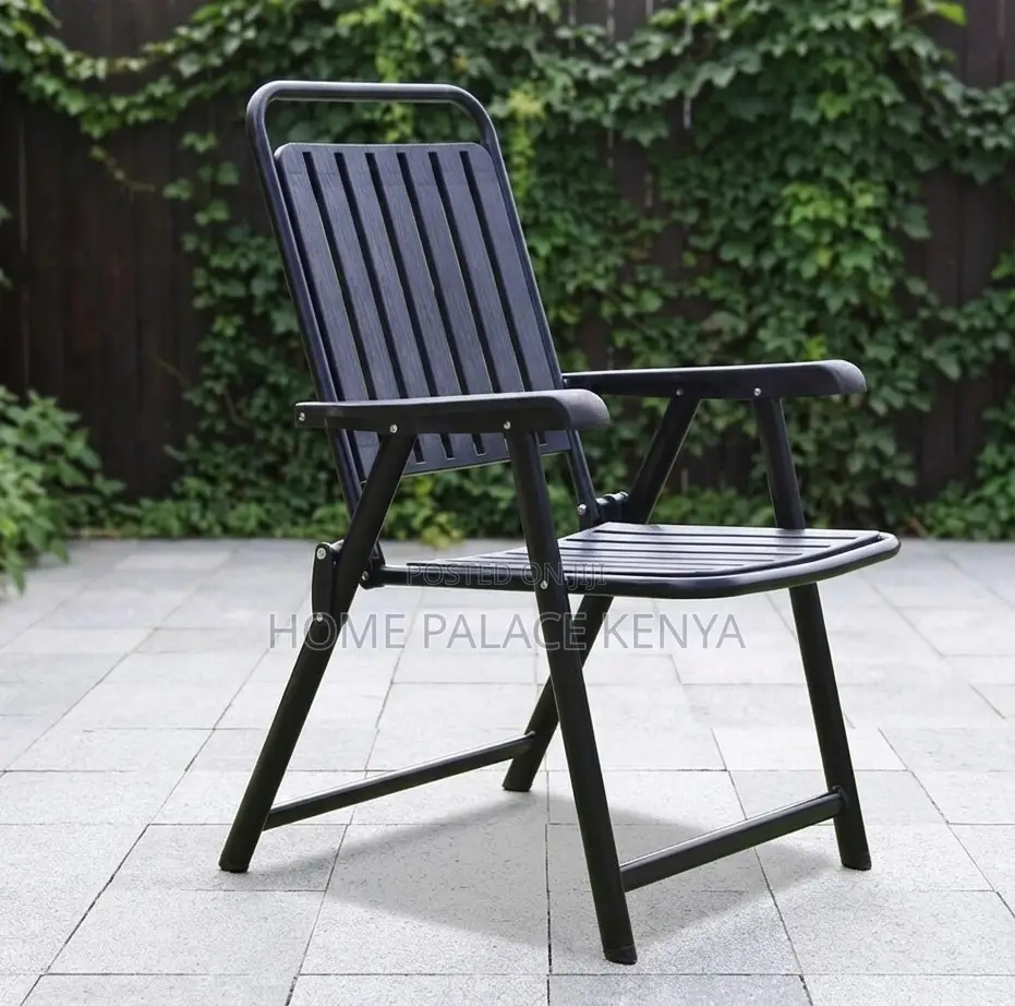 Outdoor Chair: Matte Black Heavy Duty Foldable Chair