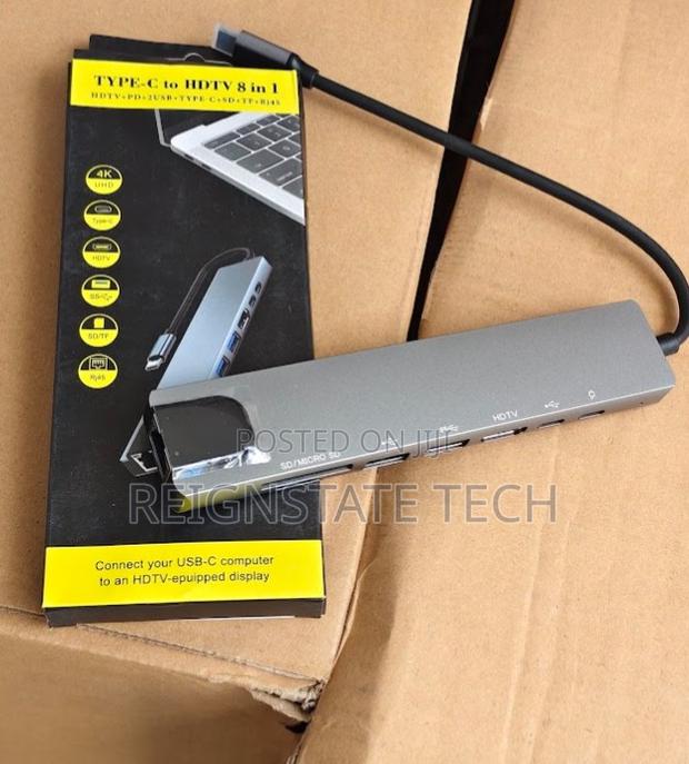 8-in-1 Adapter: Hdmi, Usb 3.0, Type-C Pd, Tf Micro Sd Reader