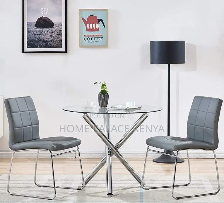 Dining Table: Space Saving Chrome Stainless Steel Silver Legs Table