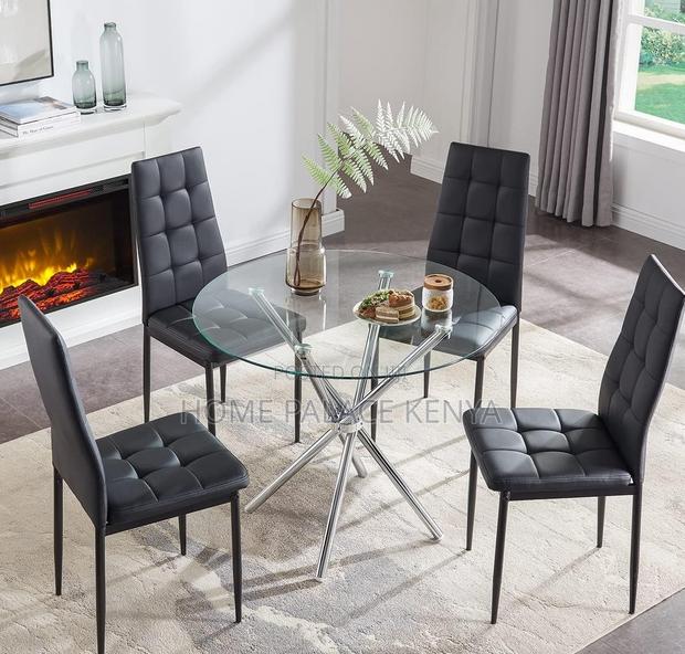 Dining Table: Space Saving Chrome Stainless Steel Silver Legs Table - thumbnail 4