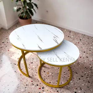 Decorative Table Marble Nesting Coffee Table Set With Gold Metal Frame