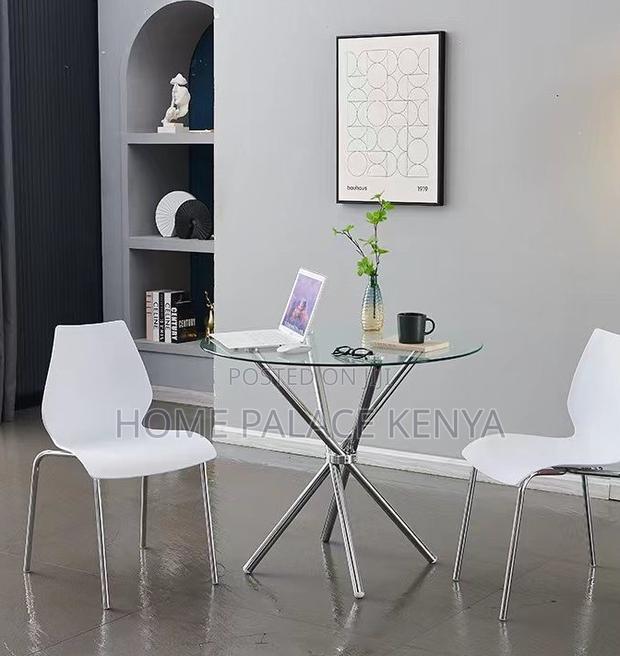 Dining Table: Space Saving Chrome Stainless Steel Silver Legs Table - thumbnail 5
