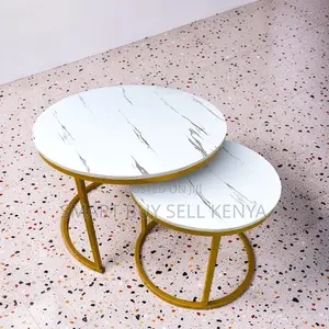 Designer Furniture Marble Nesting Coffee Table Set With Metal Frame