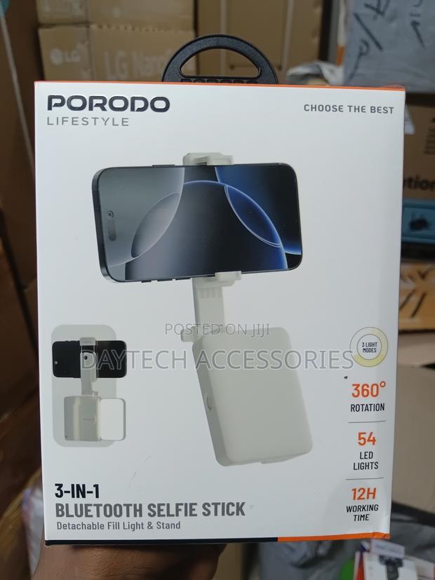 The Porodo Selfie Stick With Bluetooth and Fill Light.