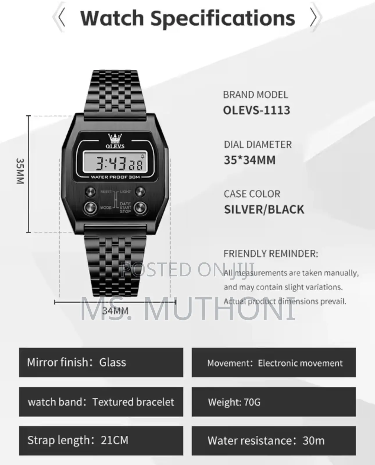 Quartz Retro Inspired Olevs Digital Unisex Watch