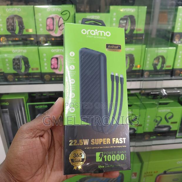 Oraimo 10000mah 22.5w Power Bank-Type-C, Lightening Micro Usb Cables