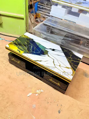 Cofee Table Black 2by 4ft With Gold Black Marble Top