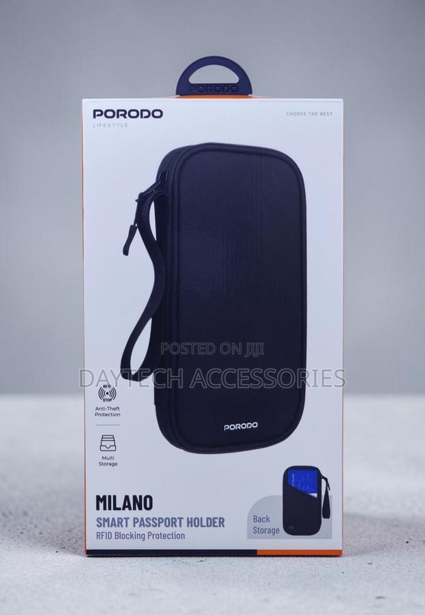 Porodo Milano Smart Passport Holder Rfid Blocking Travel Organizer Bag