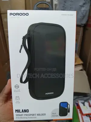 Porodo Milano Smart Passport Holder Rfid Blocking Protection - Black