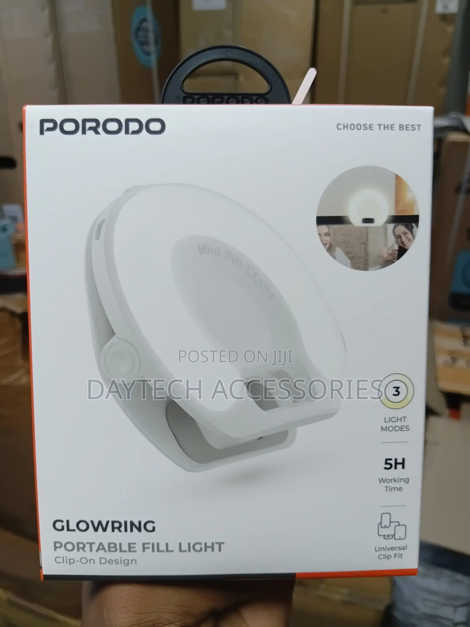 This Is a Porodo Glowring Portable Fill Light in White