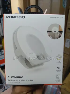 This Is a Porodo Glowring Portable Fill Light in White
