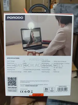 This Is a Porodo Glowring Portable Fill Light in White