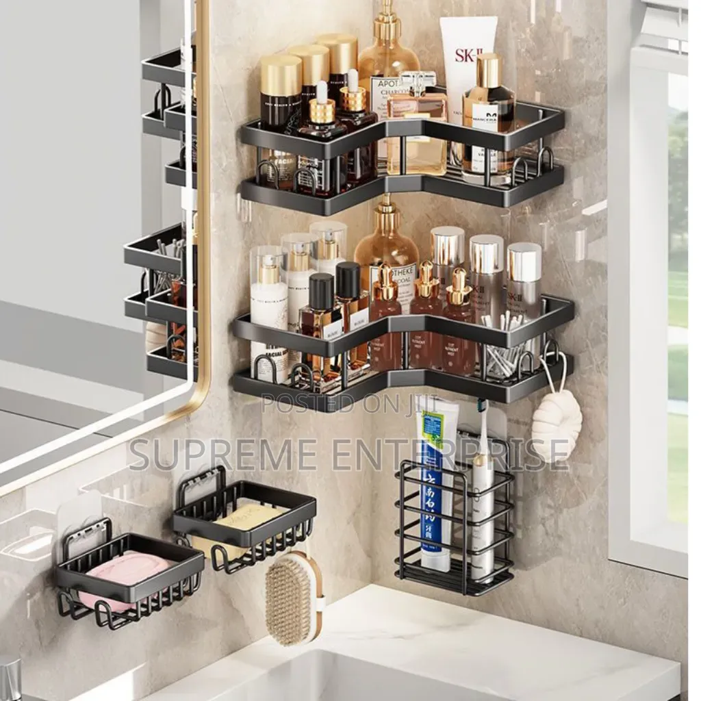 *Multipurpose 5pcs Set Rectangular and Corner Shower Caddy Shelf