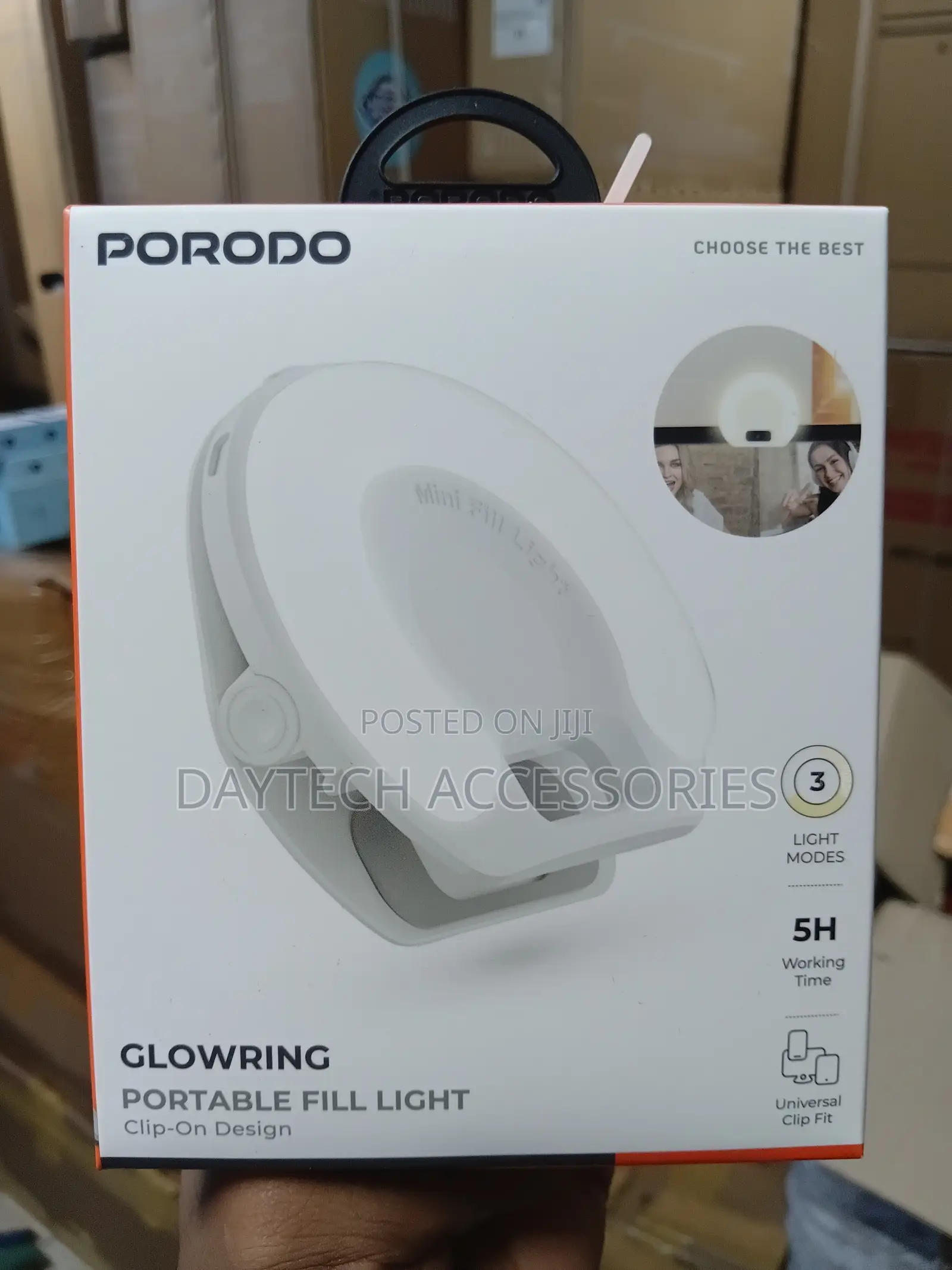 Porodo Glowring Clip on Fill Light Portable Led Ring Light.
