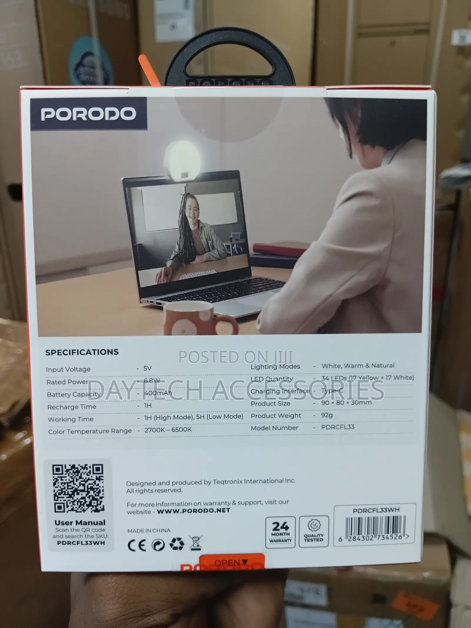 Porodo Glowring Clip on Fill Light Portable Led Ring Light.