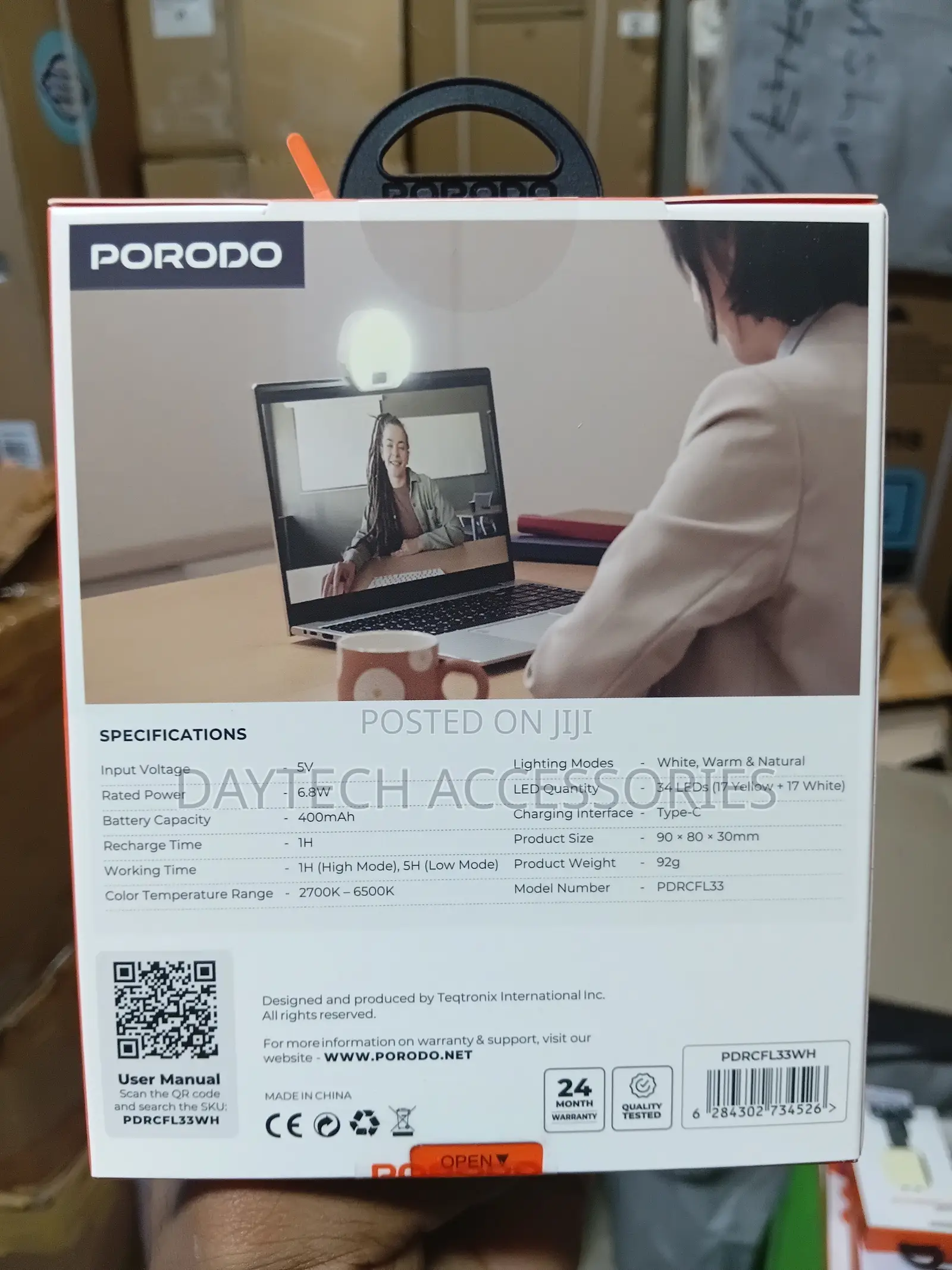 Porodo Glowring Clip on Fill Light Portable Led Ring Light.