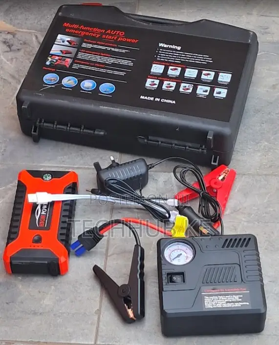 Rechargeable Vehicle Jump Starter With Air Pump and Led Light